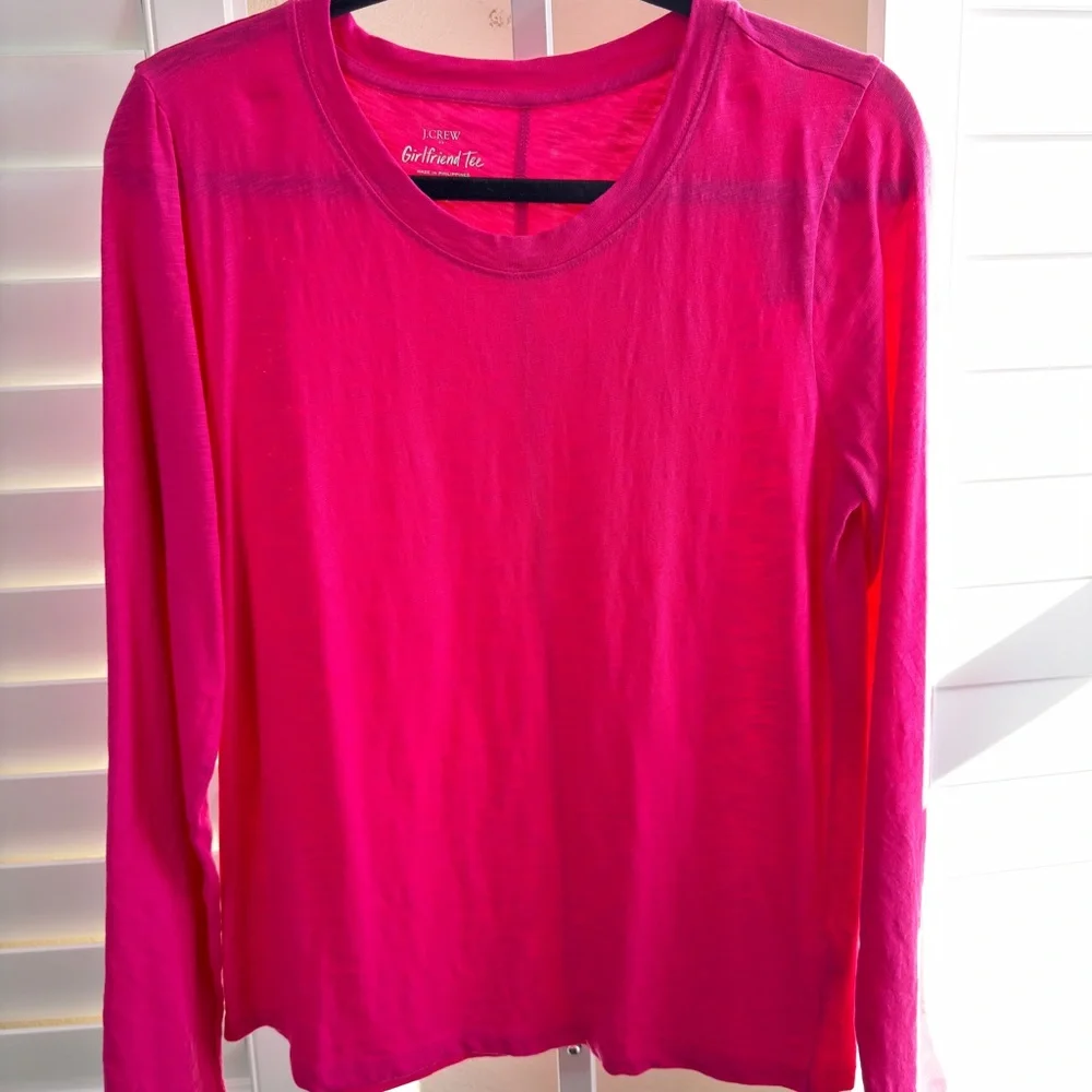 J. Crew Vibrant Pink Long Sleeve Tee. Size M